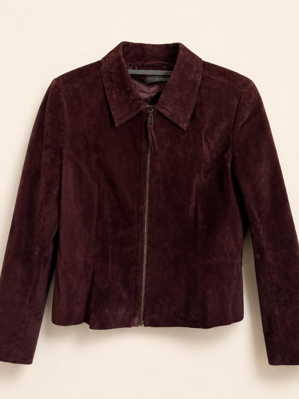 Liz Claiborne Burgundy Suede Zip Front Jacket Women's 6